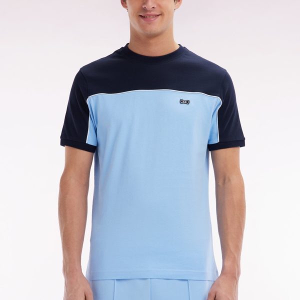T-shirt En Jersey De Coton Bicolore Ciel Coupe Droite Eden Park