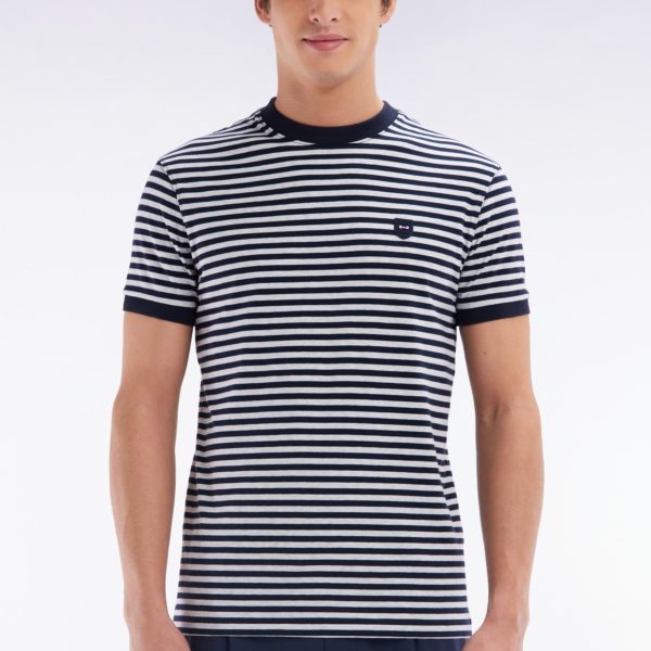 T-shirt En Coton Stretch Rayé Marine Coupe Ajustée Eden Park