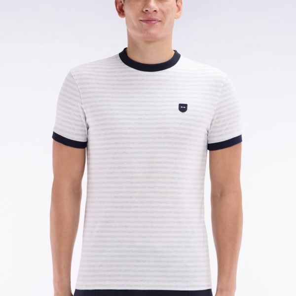 T-shirt En Coton Stretch Rayé Gris Coupe Ajustée Eden Park
