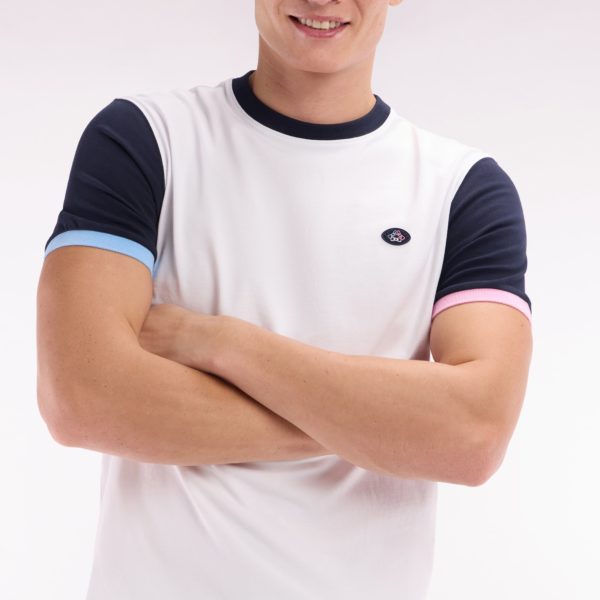 T-shirt Colorblock Brodé En Coton Blanc Coupe Droite Eden Park