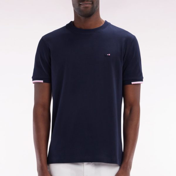 T-shirt En Coton Marine Broderie Dos Coupe Droite Eden Park