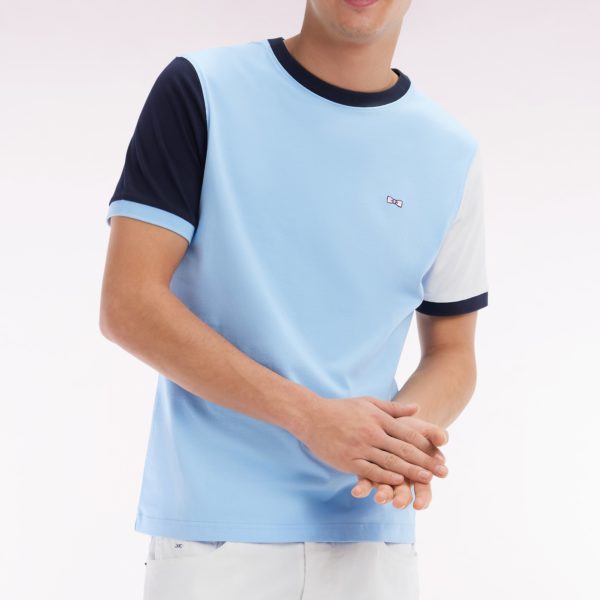 T-shirt Colorblock En Coton Ciel Broderie 10 Coupe Droite Eden Park