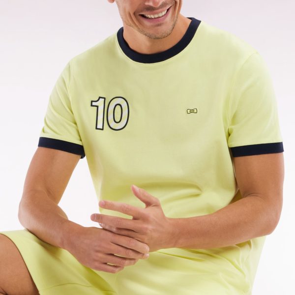 T-shirt En Coton Jaune Broderie 10 Coupe Décontractée Eden Park