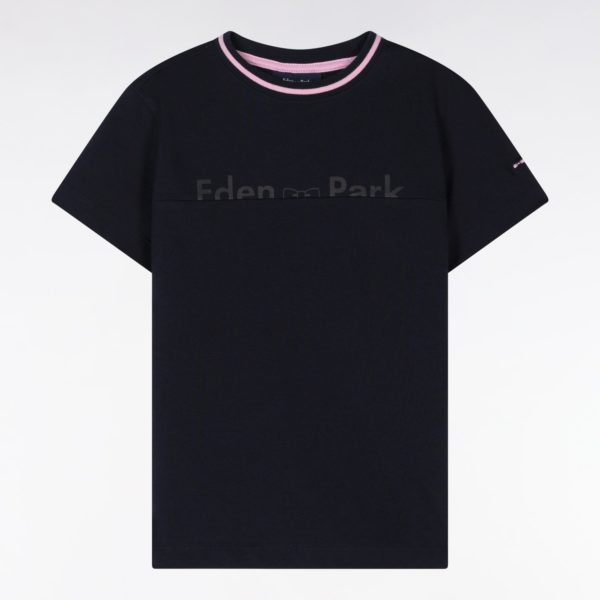 T-shirt En Coton Marine À Détails Roses Coupe Droite Eden Park