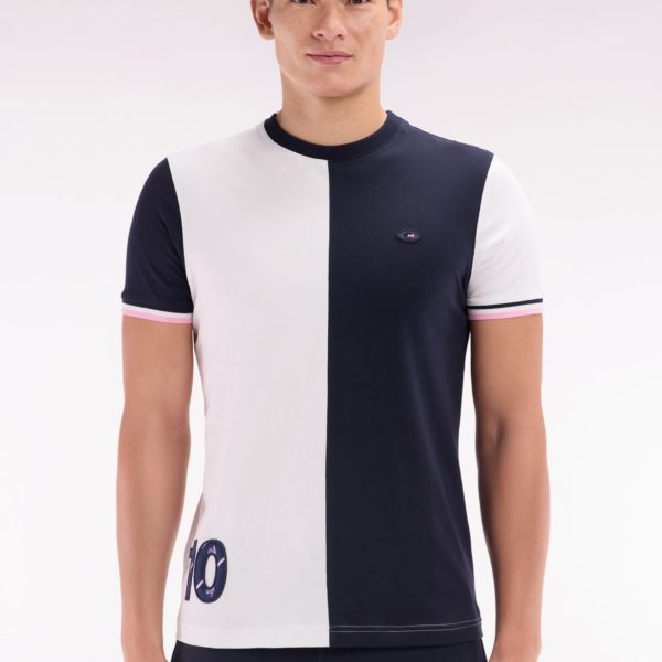 T-shirt Bicolore Xv De France En Coton Blanc Coupe Droite Eden Park
