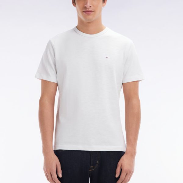 T-shirt En Jersey De Coton Slub Blanc Coupe Droite Eden Park