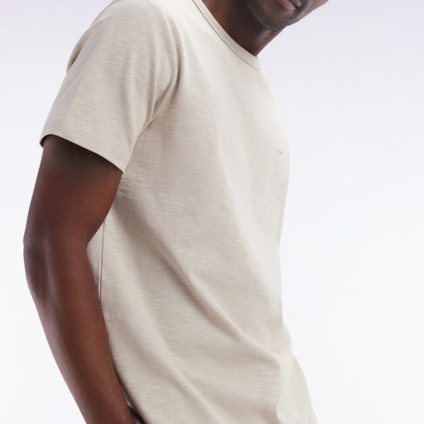 T-shirt En Jersey De Coton Slub Beige Coupe Droite Eden Park