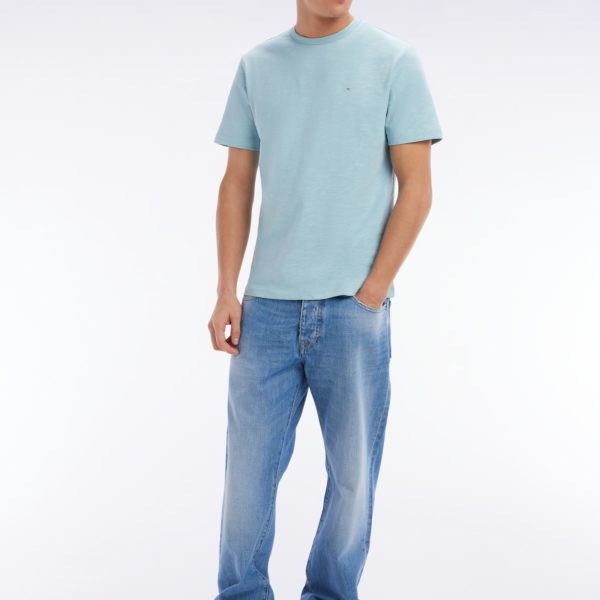 T-shirt En Jersey De Coton Slub Vert D’eau Coupe Droite Eden Park