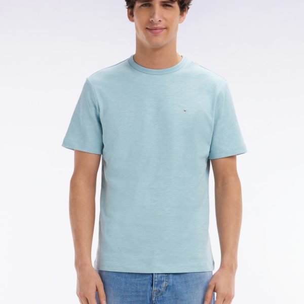 T-shirt En Jersey De Coton Slub Vert D’eau Coupe Droite Eden Park