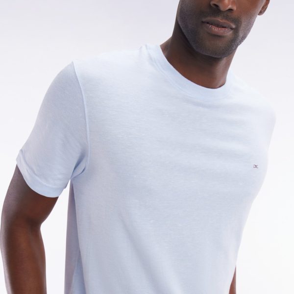 T-shirt En Coton Et Lin Bleu Clair Coupe Droite Eden Park