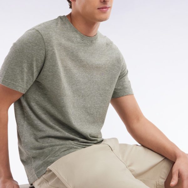 T-shirt En Coton Et Lin Kaki Coupe Droite Eden Park