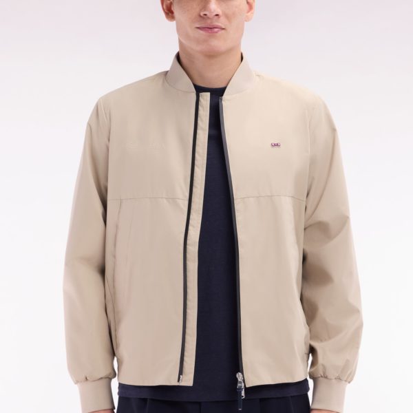 Blouson Zippé En Nylon Soft Touch À Col Teddy Beige Eden Park