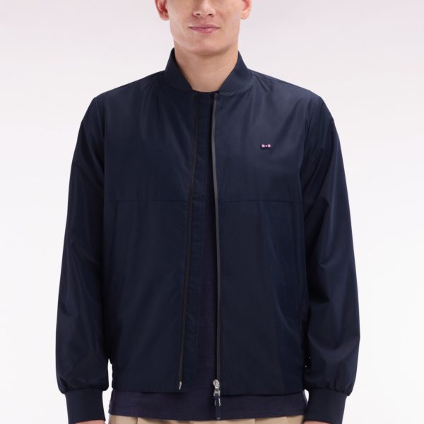 Blouson Zippé En Nylon Soft Touch À Col Teddy Marine Eden Park