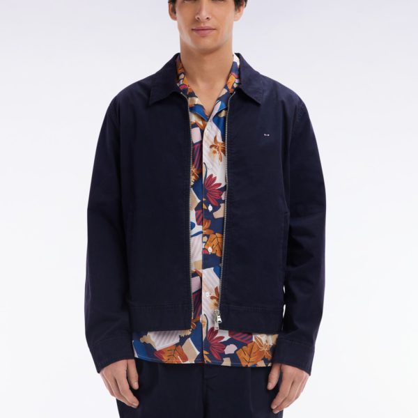 Blouson Zippé En Gabardine De Coton Stretch Marine Eden Park