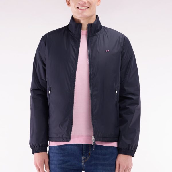 Blouson Coupe-vent En Nylon Mat Marine Brodé Eden Park