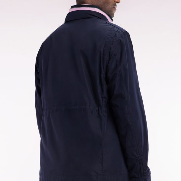 Parka Courte 4 Poches À Col Montant Et Capuche En Nylon Bleu Marine Eden Park