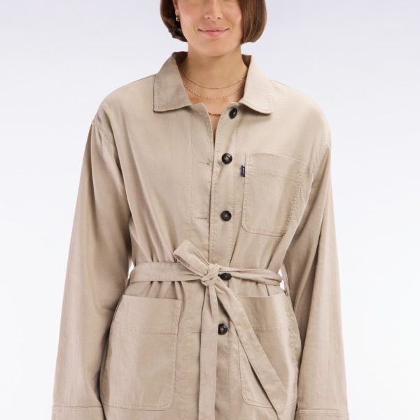 Surchemise Ceinturée En Lin Et Coton Stretch Beige Coupe Oversized Eden Park