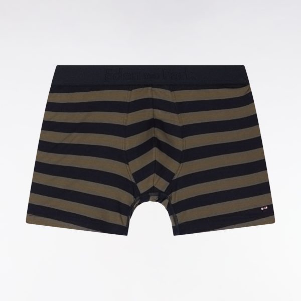 Boxer En Jersey De Coton Stretch Cerclé Marine Et Kaki Eden Park