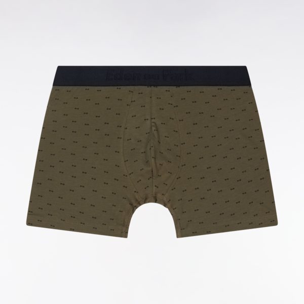 Boxer En Jersey De Coton Stretch À Micromotifs Nœuds Papillon Kaki Eden Park