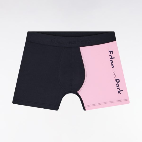 Boxer En Jersey De Coton Stretch Bicolore Marine Et Rose Eden Park