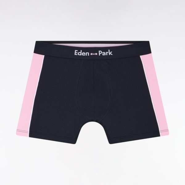 Boxer En Jersey De Coton Stretch Marine Détails Roses Eden Park