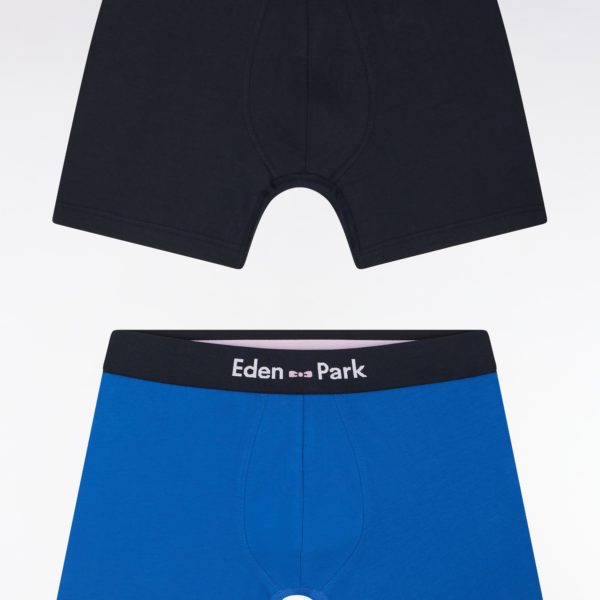 Lot De Deux Boxers En Jersey De Coton Stretch Marine Et Bleu Eden Park