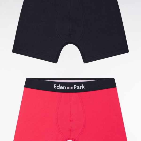 Lot De Deux Boxers En Jersey De Coton Stretch Marine Et Fuchsia Eden Park