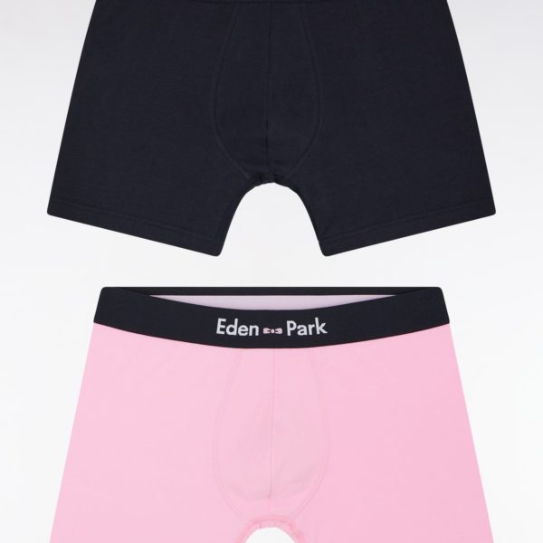 Lot De Deux Boxers En Jersey De Coton Stretch Marine Et Rose Eden Park