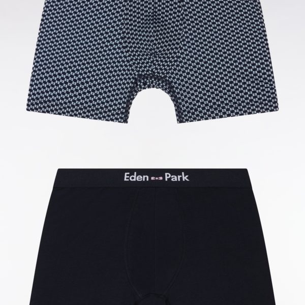 Lot De Deux Boxers En Jersey De Coton Stretch Uni Et Ciel Imprimé Eden Park