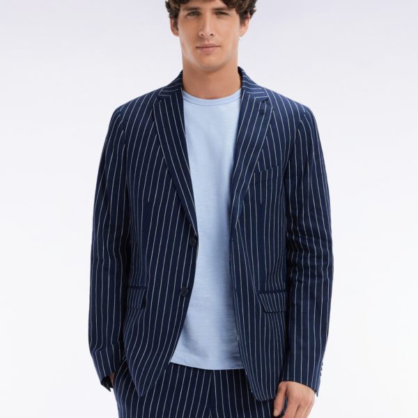 Veste De Costume À Rayures Tennis Marine Coupe Modern Eden Park