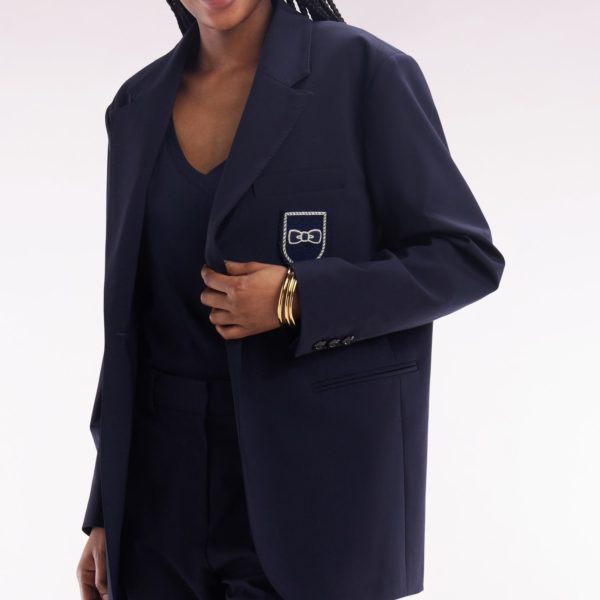 Veste De Costume En Laine Vierge Marine Coupe Oversized Eden Park