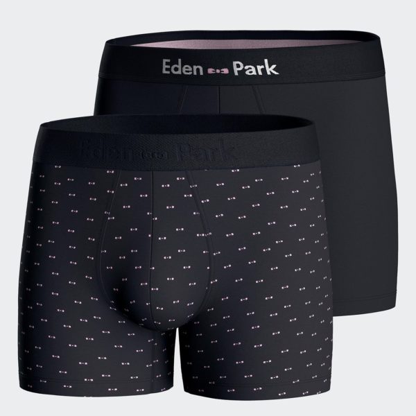 Lot De Deux Boxers En Jersey De Coton Stretch Marine Et Micromotifs Eden Park