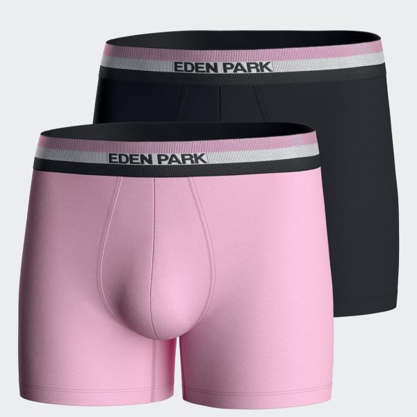 Lot De Deux Boxers En Jersey De Coton Stretch Marine Et Rose À Ceinture Tricolore Eden Park