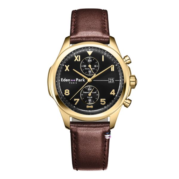 Montre À Quartz Dual Time Noire Et Or Eden Park