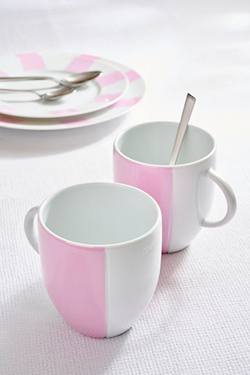 Set De Deux Mugs En Porcelaine De Limoges Blanche Intérieur Émaillé Rose Eden Park