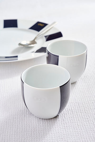 Duo De Tasses À Café En Porcelaine Intérieur Émaillé Bleu Eden Park