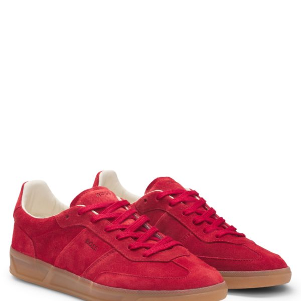 Baskets lacées en cuir suédé à détail logoté – Hugo Boss