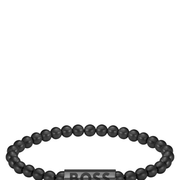 Bracelet à perles noires avec fermoir logoté – Hugo Boss