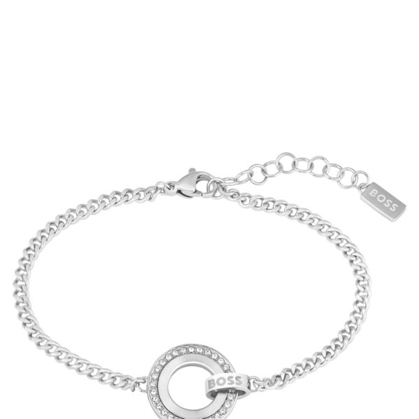 Bracelet chaîne avec maillon logoté et anneau à strass – Hugo Boss
