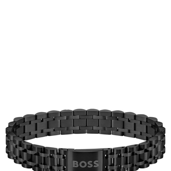 Bracelet en acier noir avec fermoir aimanté à logo – Hugo Boss