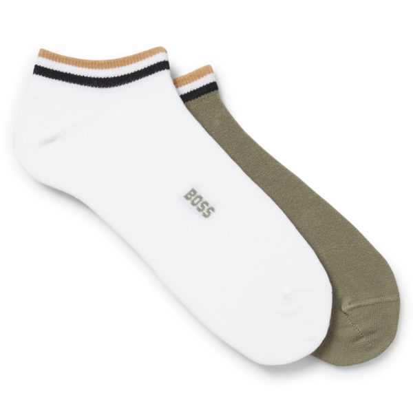 Lot de deux paires de chaussettes basses à rayures emblématiques au niveau des chevilles – Hugo Boss