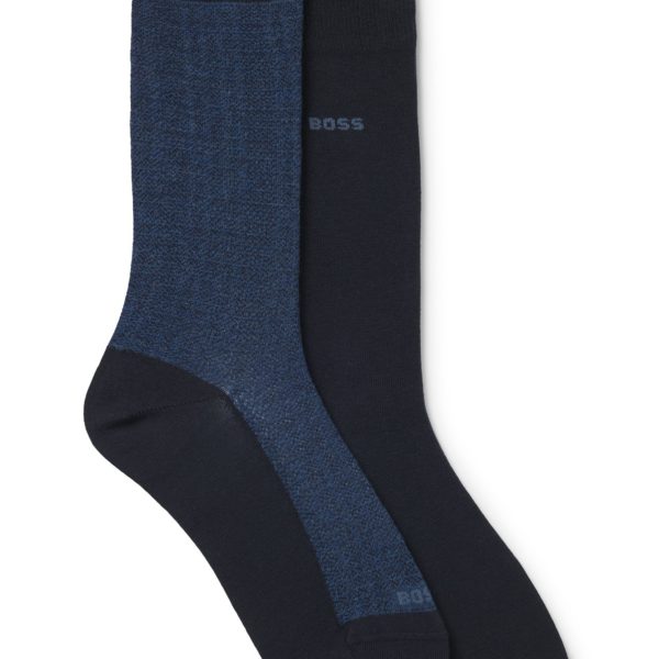 Lot de deux paires de chaussettes mi-mollet en coton mélangé – Hugo Boss