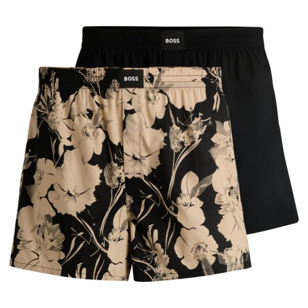 Lot de deux shorts de pyjama en popeline de coton avec logos – Hugo Boss