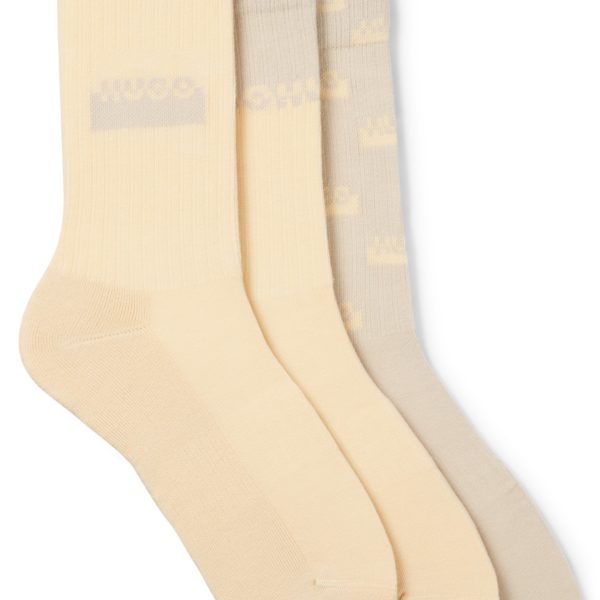 Lot de trois paires de chaussettes mi-hautes à logos revisités – Hugo Boss