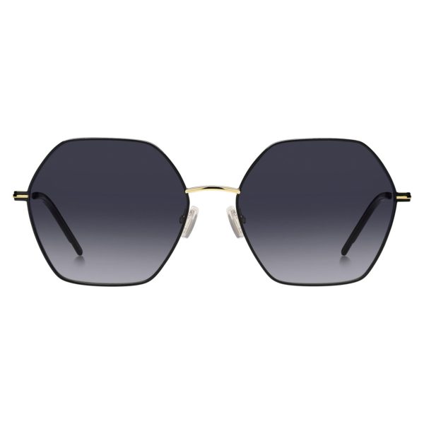 Lunettes de soleil angulaires en acier noir et doré – Hugo Boss