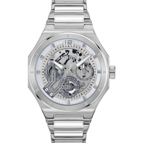Montre à cadran squelette en acier inoxydable avec bracelet à maillons – Hugo Boss