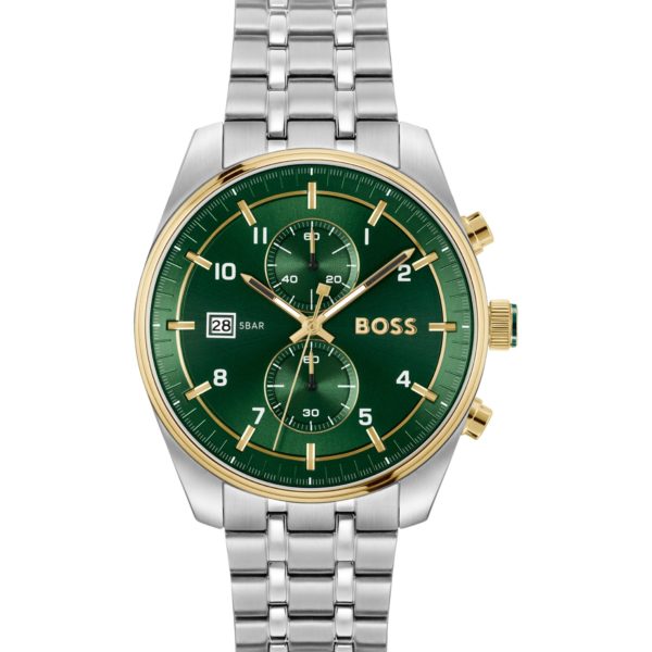 Montre chronographe bicolore à cadran vert – Hugo Boss