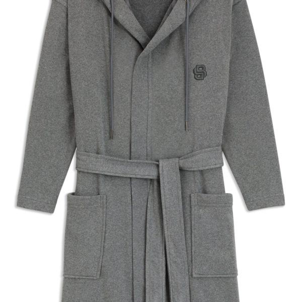 Peignoir à capuche en jersey de coton avec monogramme Double B – Hugo Boss