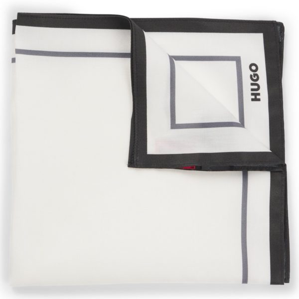 Pochette de costume en coton avec bordures et logo – Hugo Boss