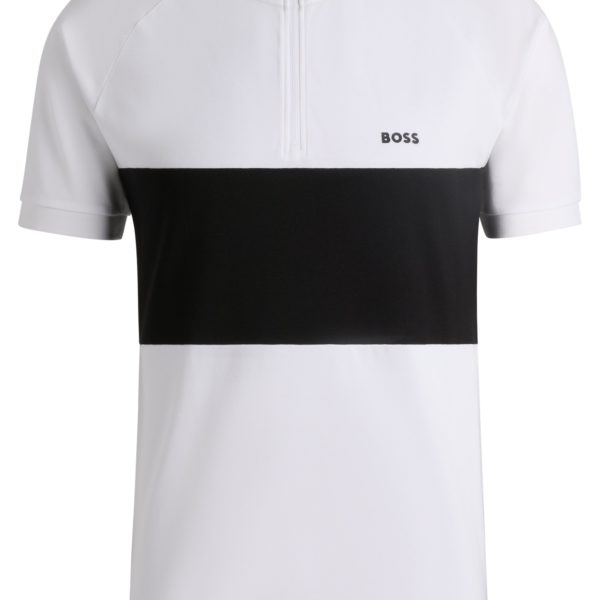Polo Actif en coton mélangé à rayures larges – Hugo Boss